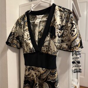 Speechless Black and Gold Midi Dress